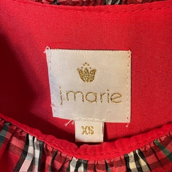 J. Marie Ruffle Neck Plaid Embroidered Tiered Mini Dress Red & Black NWT XS - Picture 7 of 10
